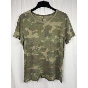Free People Women’s Short Sleeve Green Camouflage T-Shirt Size M